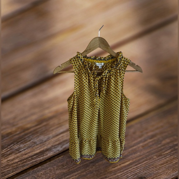 Max Studio Flowy Tank Top Women's S Yellow / Burned Orange - Picture 4 of 16